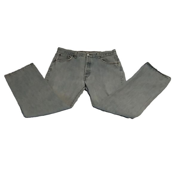 Levi's 501 Button Fly Jeans  Light Blue Straight Denim Mens 38x29 - Picture 3 of 12